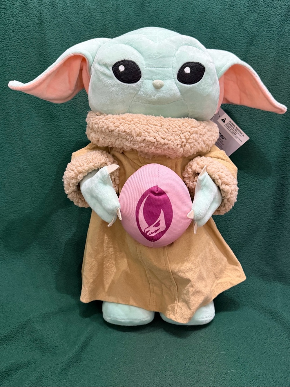 Mint Green Baby Grogu  Plush with Pink Egg - Cozy Tan Coat starwars